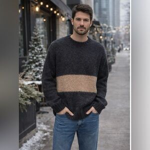 Brunello Cucinelli Alpaca Cashmere Colorblock Sweater Size 54 Unisex Oversized